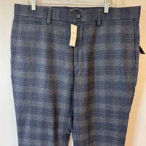 Banana Republic Aiden Fit Flannel Pants Men 36x30 Gray Plaid Slim Fit Preppy NEW